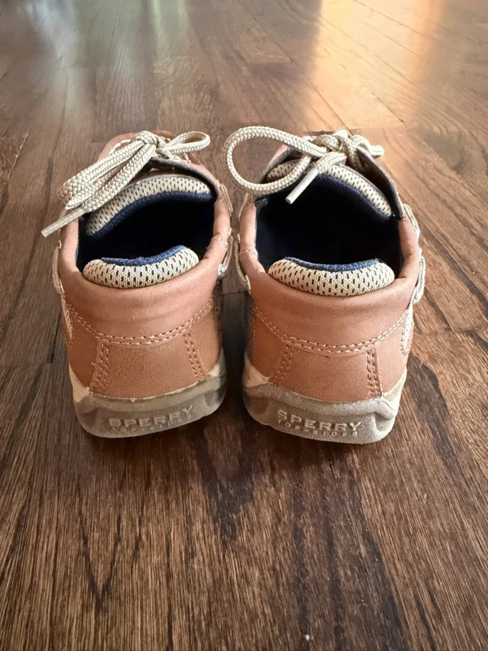 Kids Sperry Brown Boat Shoe with Tan Accents